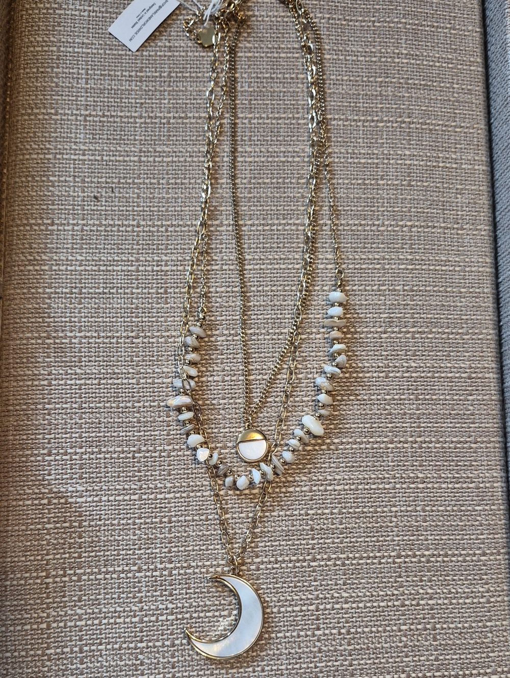 Park Lane Gold Layered Necklace with White Accents and Crescent